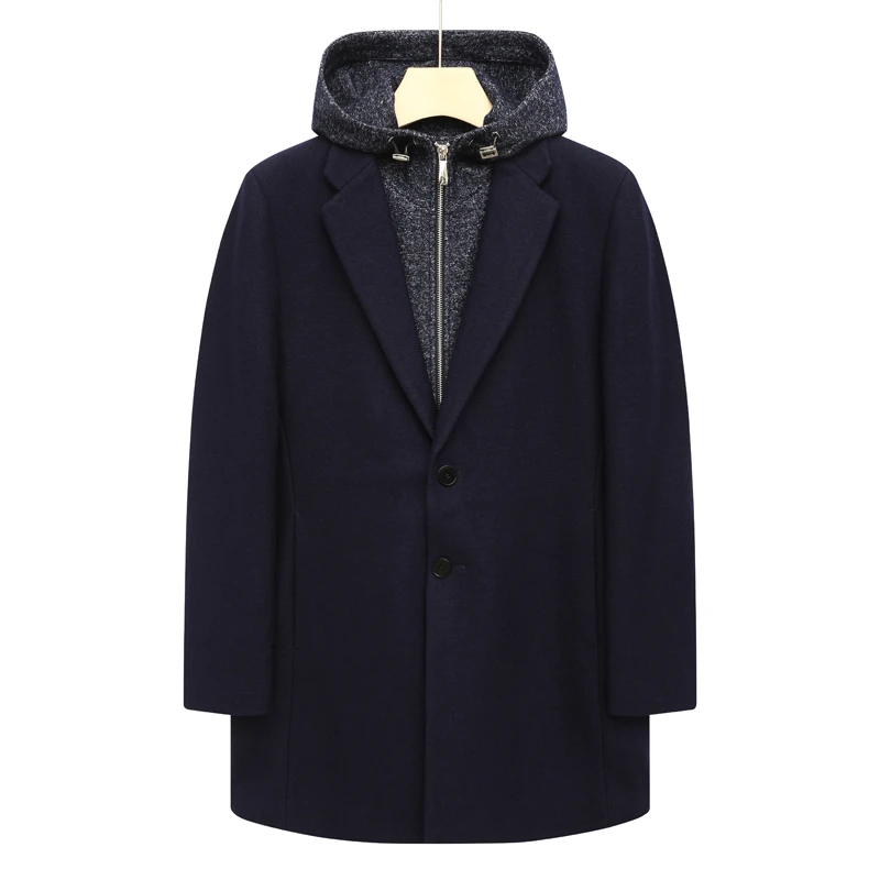 CA340 机场货 卡秋冬男毛呢大衣 单排扣保暖外套时尚帽条可拆