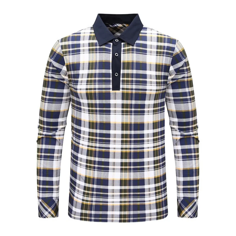 SF45路男式春秋长袖T恤 棉翻领套头休闲商务上衣