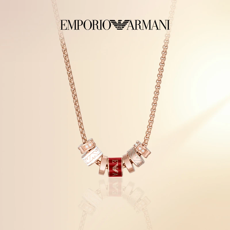 Armani阿玛尼项链士女玫瑰金优雅时尚气质小蛮腰转运珠EGS2933221
