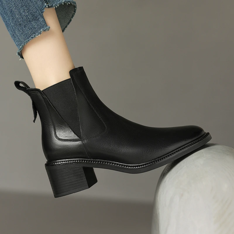 【诗博尼】【5.5cm】头牛/猪皮/猪皮34-41新款秋冬百搭英伦风短筒女靴