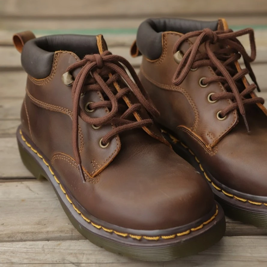 7折植鞣皮运动系带中帮休闲棕色个性黑色皮鞋左岸迷S003