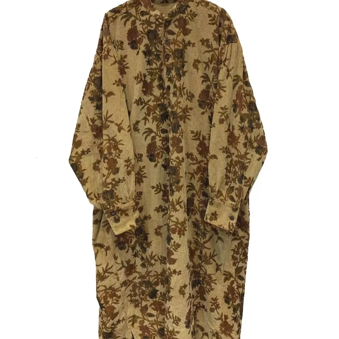 左岸迷香连衣裙花色复古印花长款碎花5012胖姐