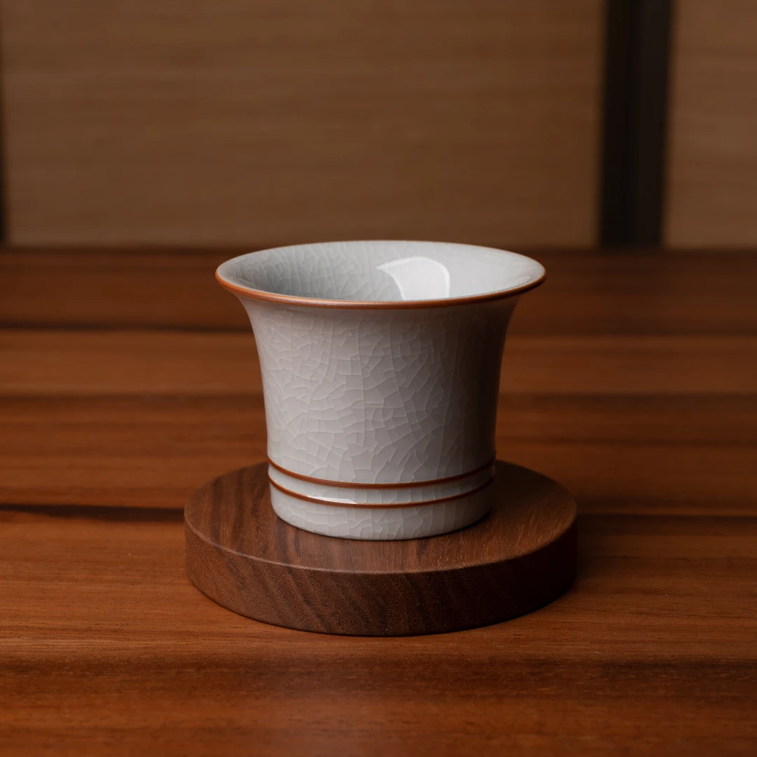 【赵运圈】影清杯天青釉/月白釉支钉烧原矿原釉茶具陶瓷汝窑主人杯