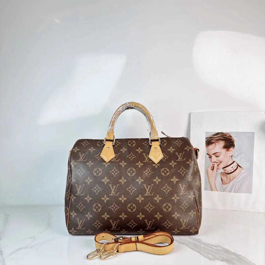 95新 LouisVuitton/路易威登 时尚老花30speedy波士顿斜挎包包