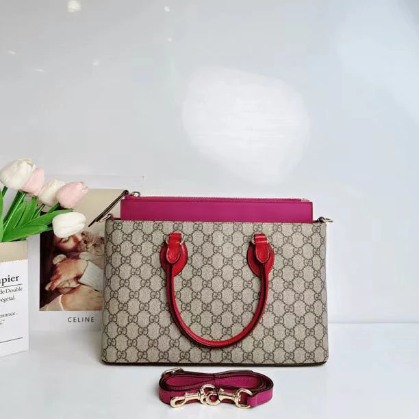 95新 GUCCI/古驰 时尚拼色手提斜挎包包