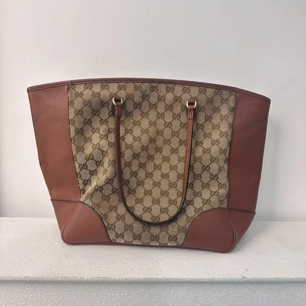 95新 GUCCI/古驰 优购奢品/Gucci老花托特包棕色