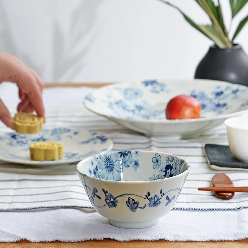 日本陶瓷餐具花集碗盘饭碗汤碗面碗菜盘和风小清新创意餐具