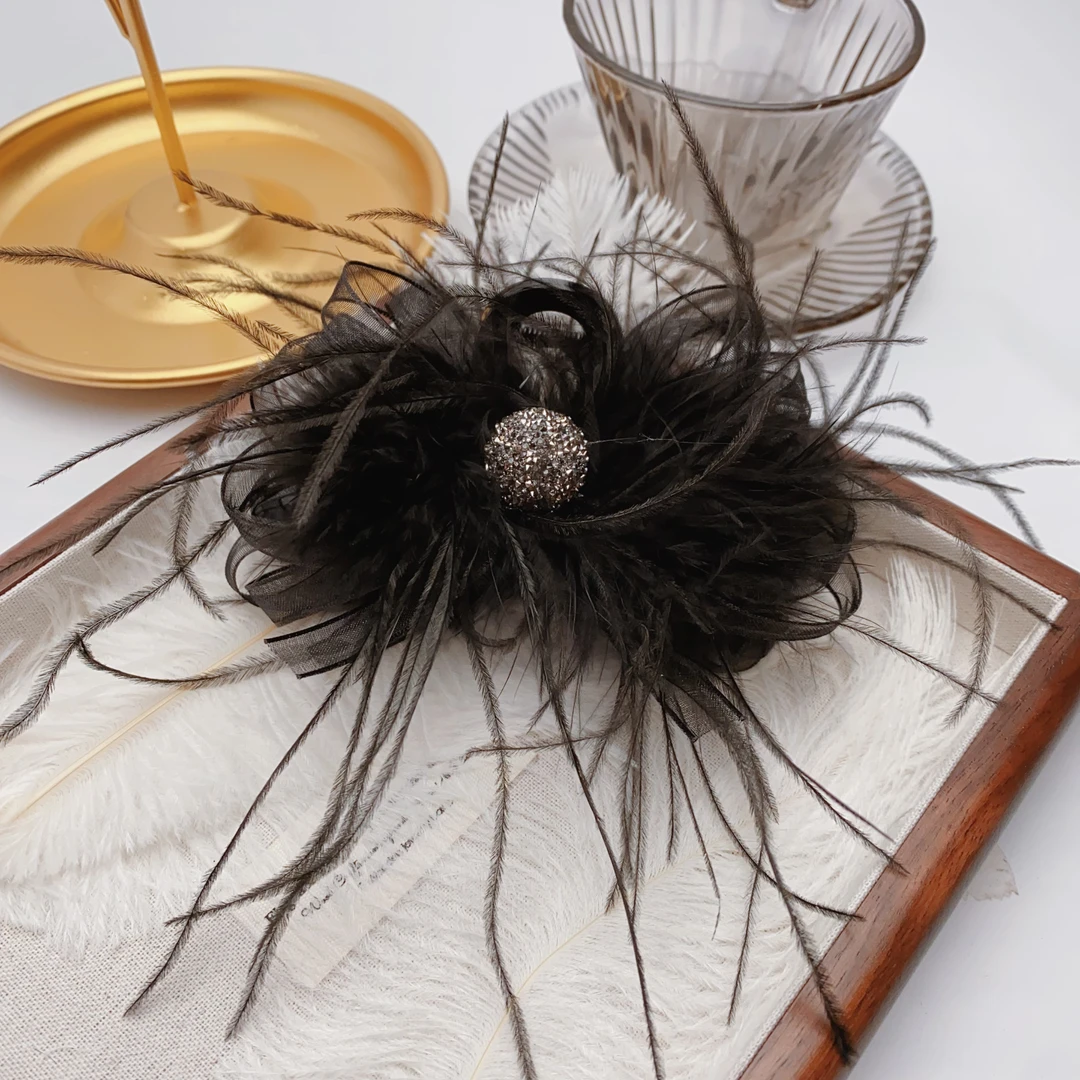 羽毛系列黑色十一公分少女风抓夹发夹优雅百搭时尚百搭精美发卡