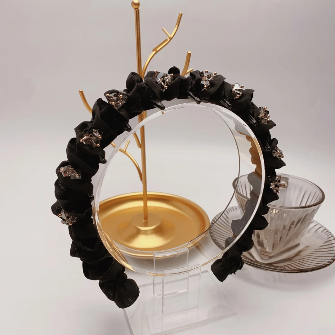 【南法假日】发箍轻奢复古时尚百搭丝绒黑色法式甜美手工气质头箍