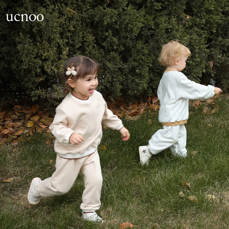 UCNOO与虫法式童装儿童卫衣套装春秋洋气卫衣卫裤两件套宝宝衣服