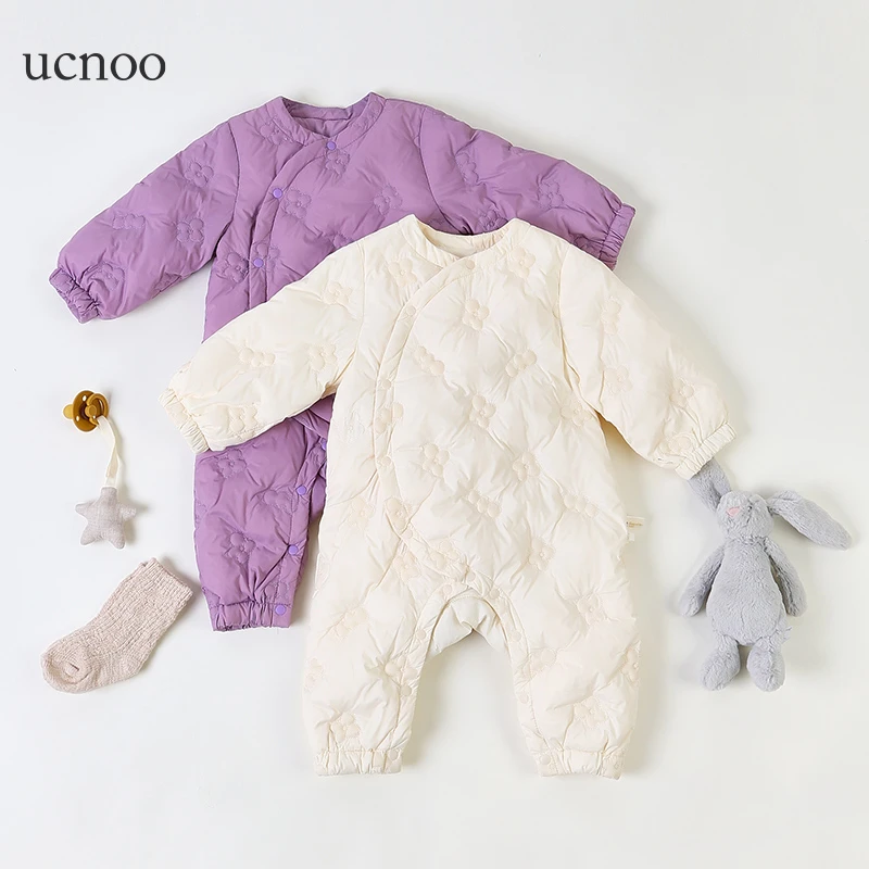 UCNOO与虫法式童装婴儿爬服冬新羽绒连体衣宝宝哈衣