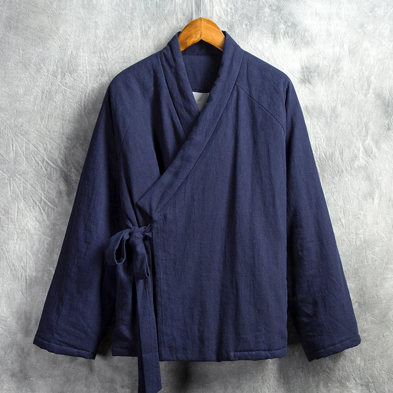 由天丨棉麻男装中式唐装汉服棉衣秋冬季加厚居士服中国风棉袄外套