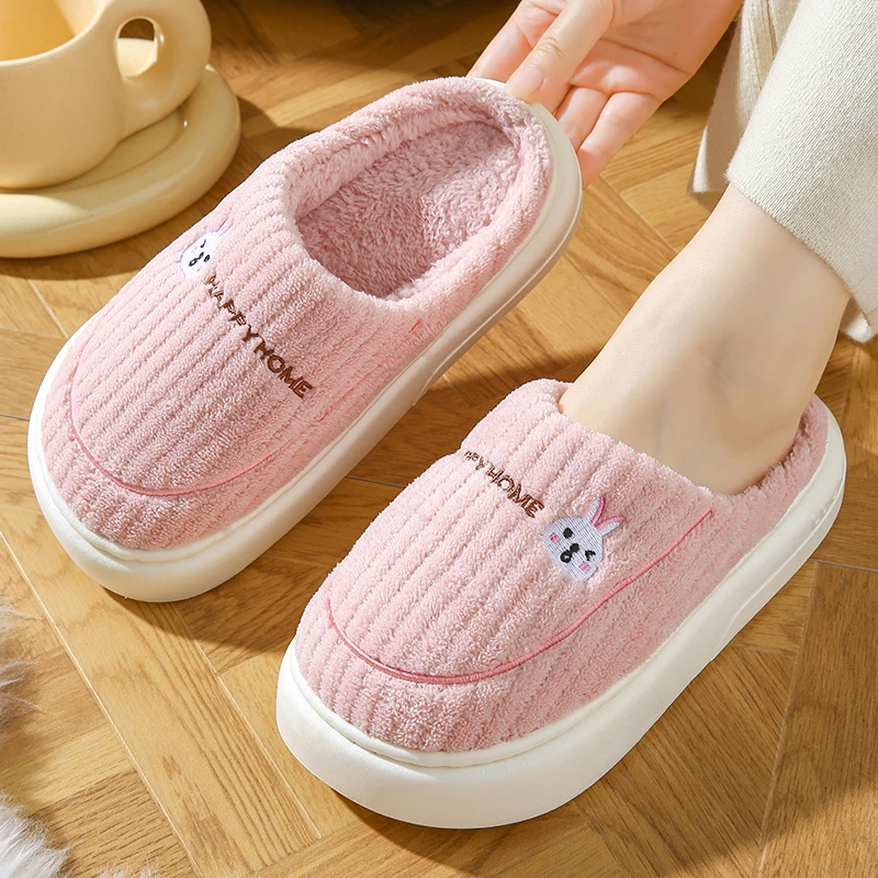 【现货现发】厚底浴室防水保暖月子孕妇棉拖鞋软底毛绒棉拖鞋z 2307