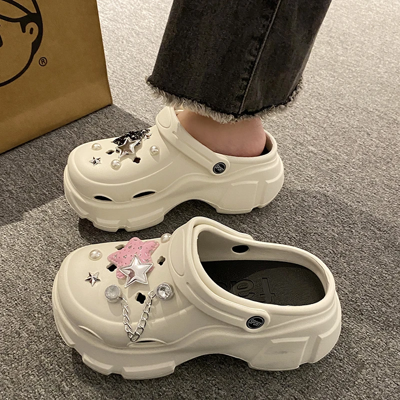 【撤柜版F001-F100】网红厚底增高洞洞鞋女凉鞋拖鞋百搭凉拖鞋女