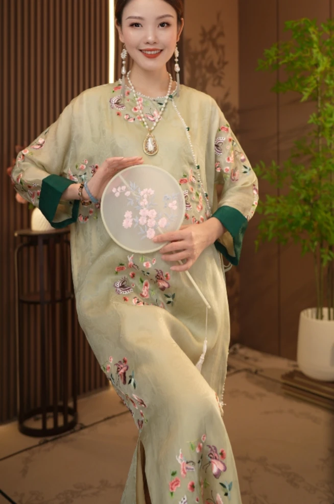 【花团蘩亭】新款重工新中式国连衣裙2024B2211-洪掌柜