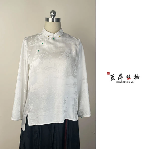 【浮云】新中式国风新宋锦衬衫231066提花斜襟宽松上衣禅意春夏