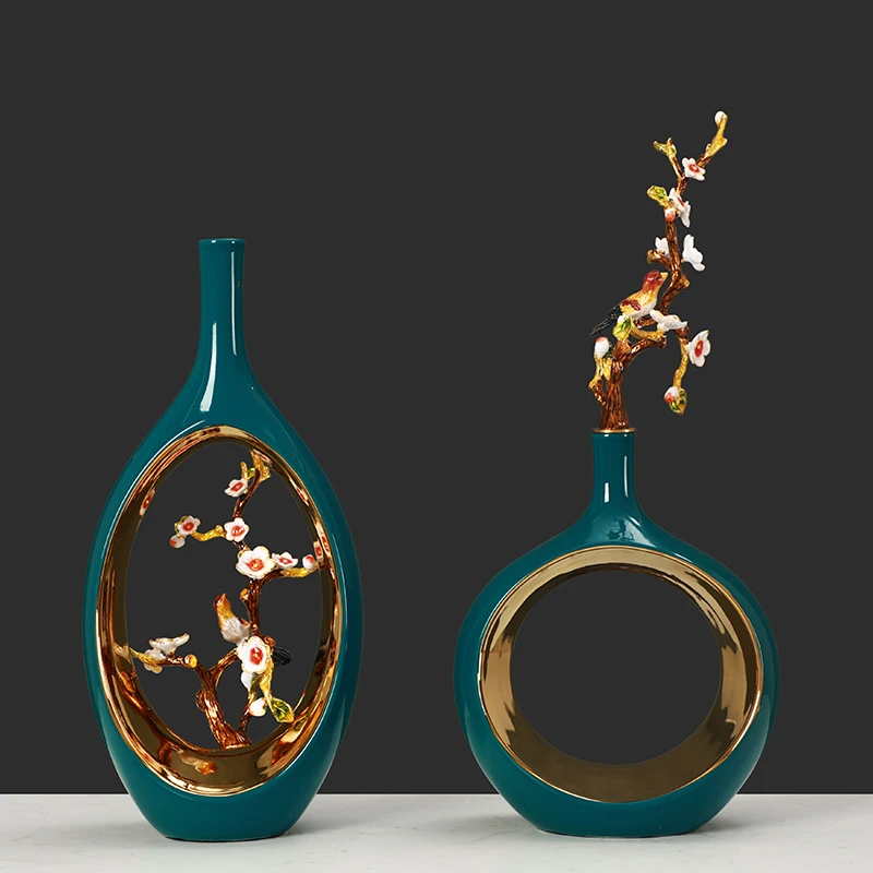 现代轻奢陶瓷花瓶家用客厅桌面创意摆设简约茶几摆设个性玄关装饰