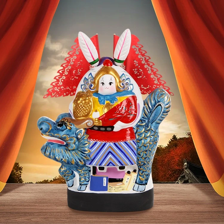 《御兔天将》北京特色礼物兔儿爷泥塑摆件家居饰品客厅装饰