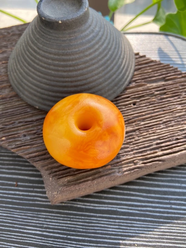 天然欧洲回流古董妖花老蜜蜡藏扣平安扣挂件