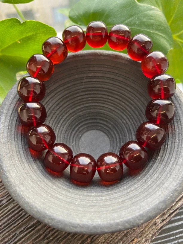 天然原矿血珀净水老型手串 极美