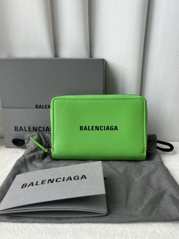 99新 Balenciaga/巴黎世家 绿色字母印花钱包卡包零钱包