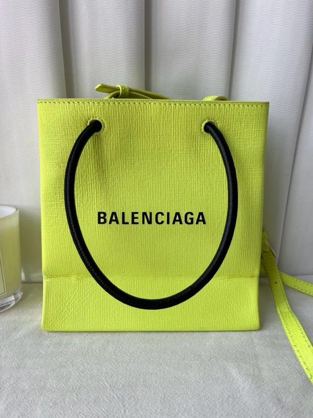 95新 Balenciaga/巴黎世家 苹果绿牛皮托特包手提单肩斜挎包