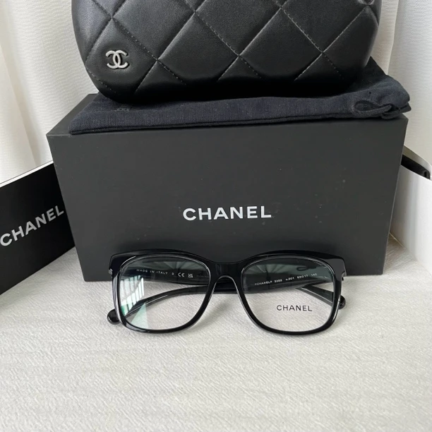99新 Chanel/香奈儿 黑色方框字母平光镜眼镜