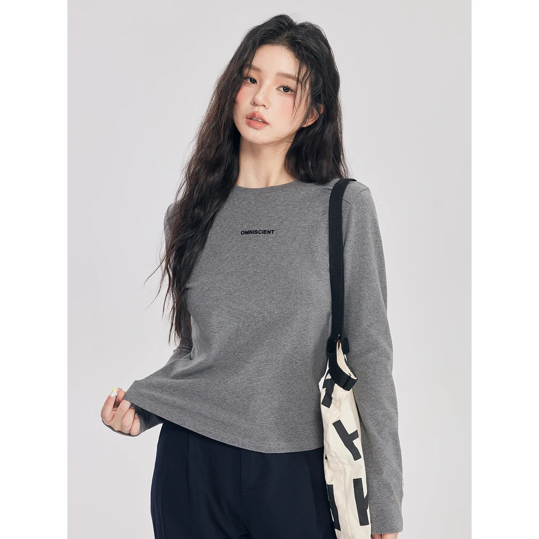 尔给秋季新品时髦气质长袖T恤时尚圆领休闲设计师爆款打底