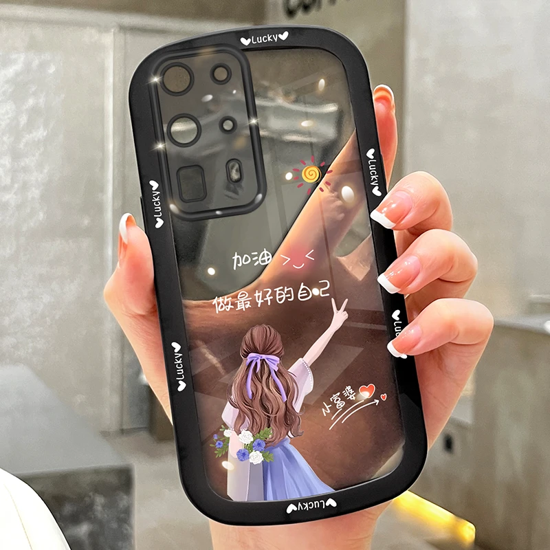 适用华为p40pro+手机壳做好自己透明硅胶全包防摔女可爱潮牌软壳