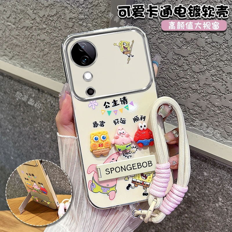 适用华为hi nova12se手机壳好运顺利大视窗折叠支架硅胶女款保护