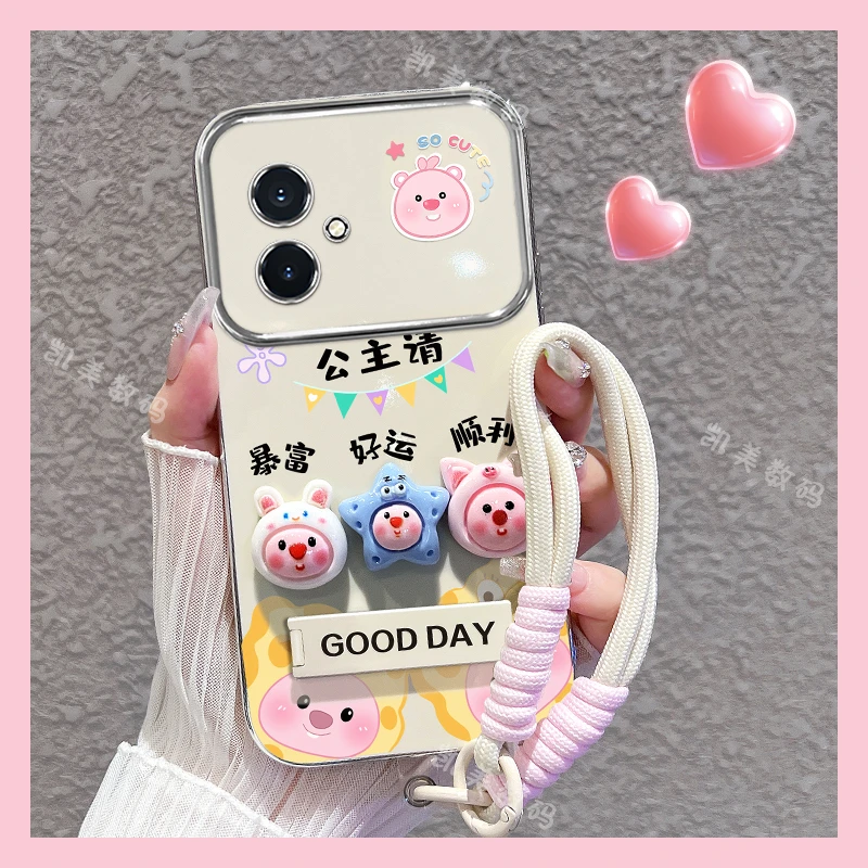 适用荣耀x60i手机壳露比公主大视窗折叠支架防摔保护女款卡通可爱