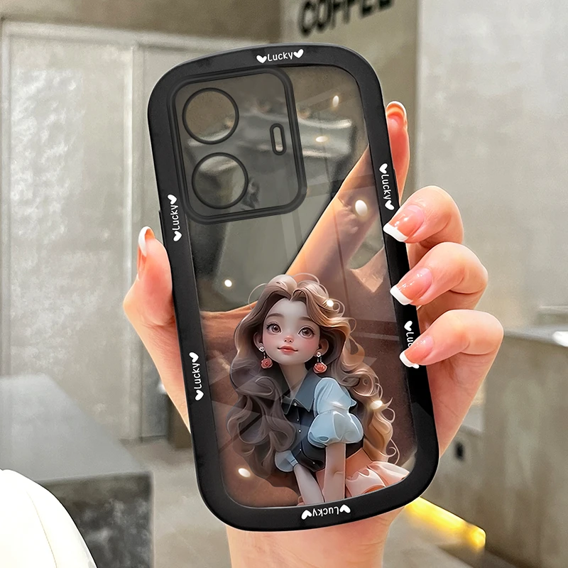 适用vivos15e手机壳s15e长发卡通女孩透明硅胶全包防摔软壳可爱潮