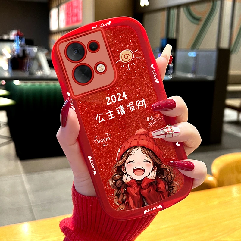 适用opporeno9手机壳reno9pro透明硅胶2024公主请发财可爱女新款