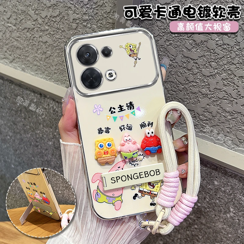 适用opporeno13手机壳pro好运顺利大视窗折叠支架手机壳女保护软