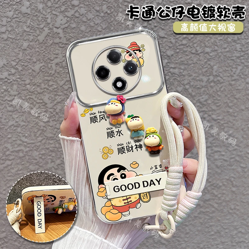 适用oppofindx8ultra手机壳小新顺财神大视窗折叠支架女可爱防摔