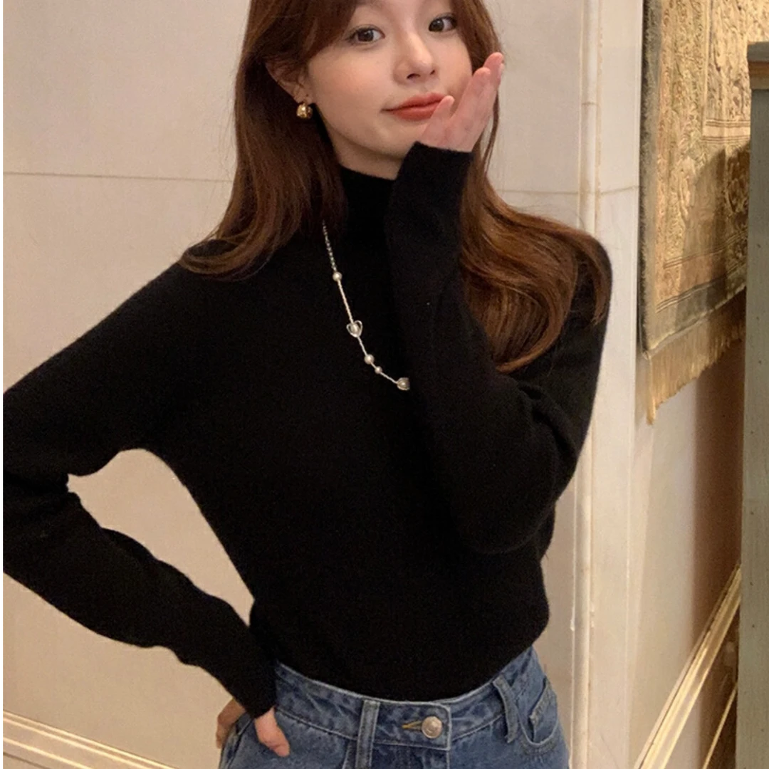 【Y.JIA 伊嘉】莫兰迪色系软糯高领打底针织衫网红时尚百搭纯色ins