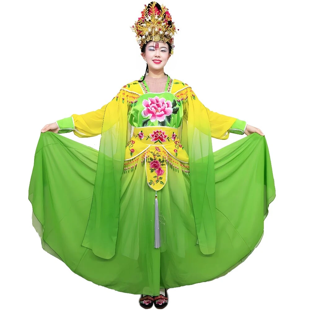 俏丽萍秧歌服大摆渐变色国风贵妃服公主扇子舞秧歌舞台演出服批发