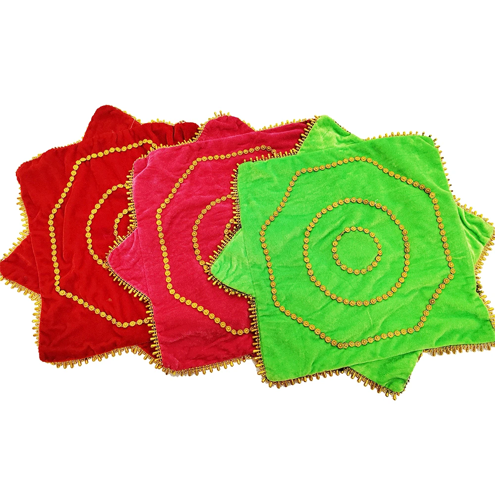 舞蹈手绢红色金丝绒带扣环扭秧歌舞广场舞蹈考级手绢表演手绢批发