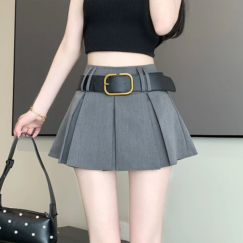 西装黑色百褶半身裙夏季2025新款高腰显瘦A字裙辣妹甜美百搭短裙