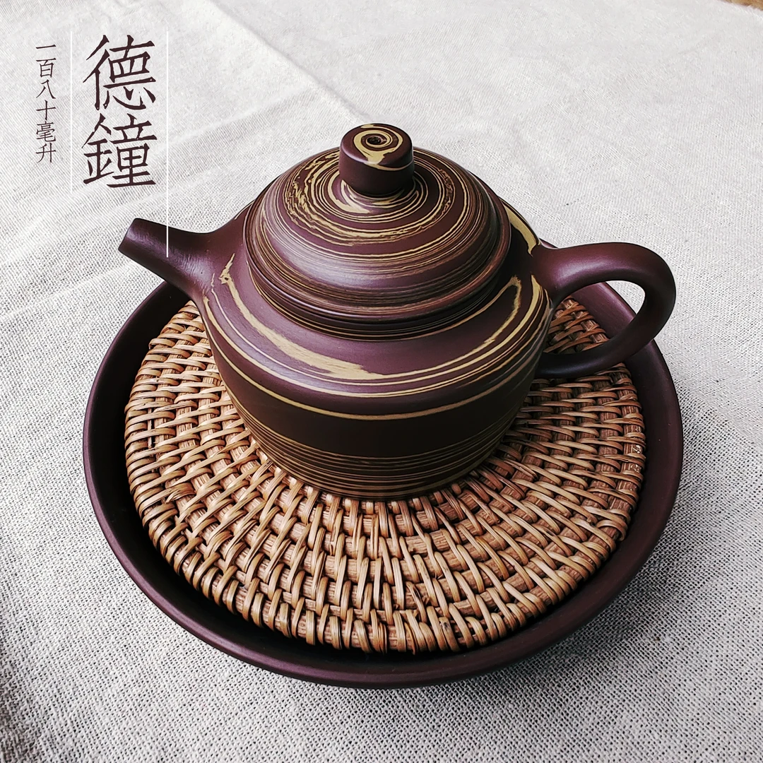 潮州手拉壶“陶瓷德钟壶”原矿手拉壶火烧云绞泥工艺手拉壶茶具