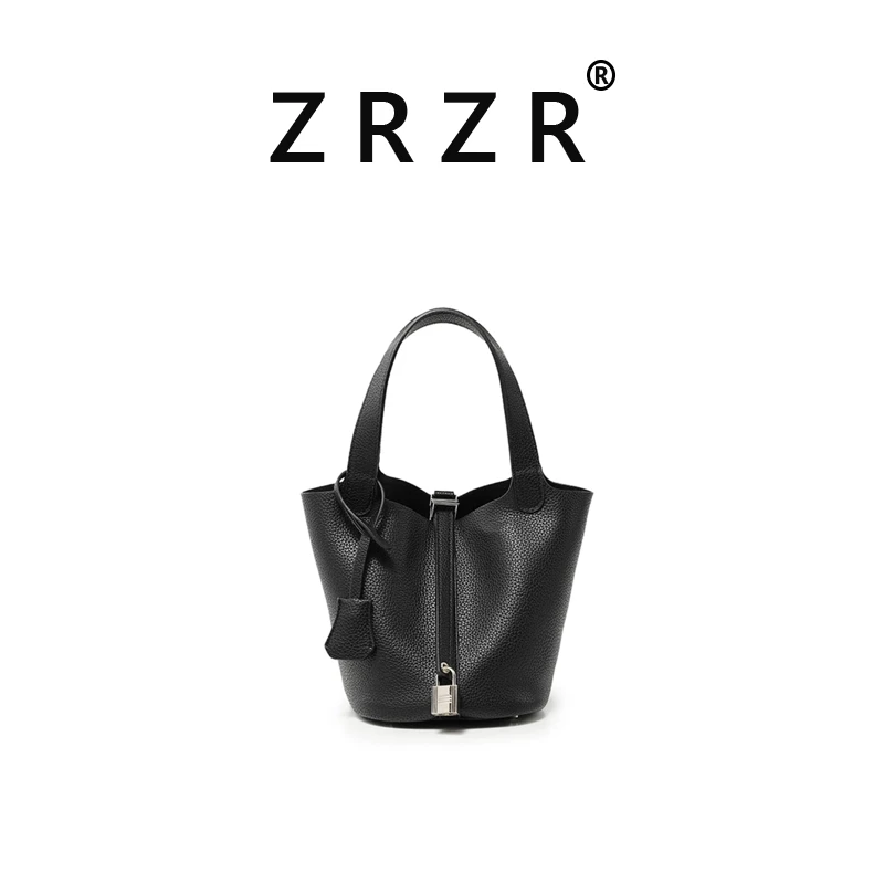 软皮休闲时尚菜篮子手提包流行款荔枝纹单肩斜挎包#3212高级黑