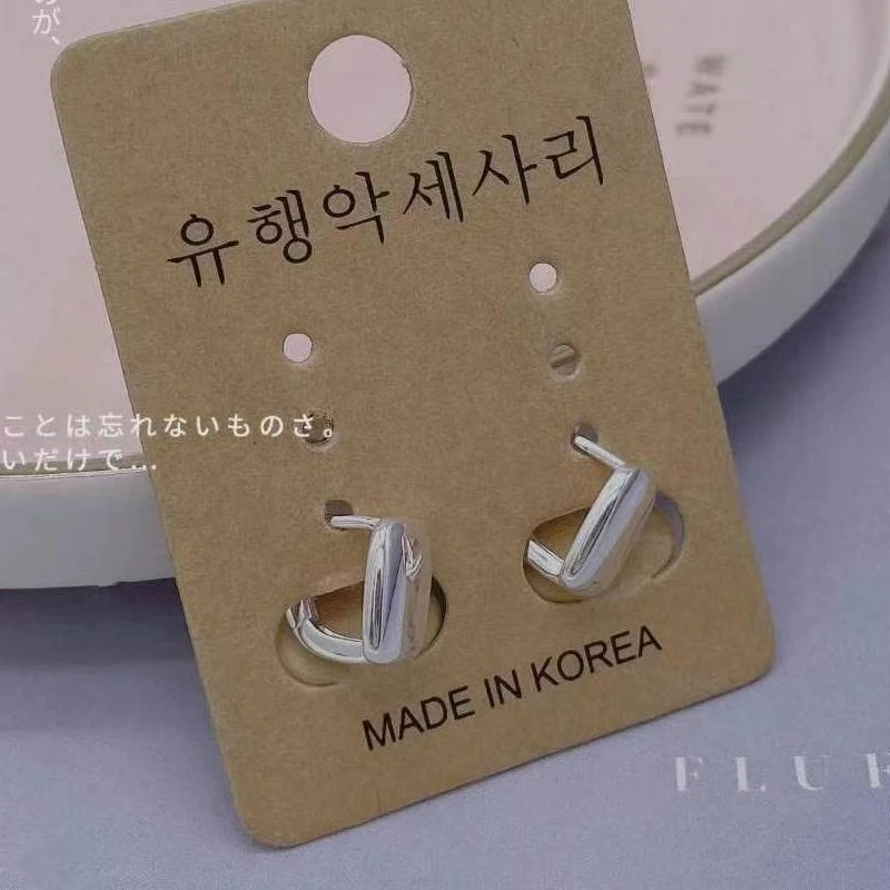 925银耳饰 E1203  简韩韩版方形方块耳扣2.5g