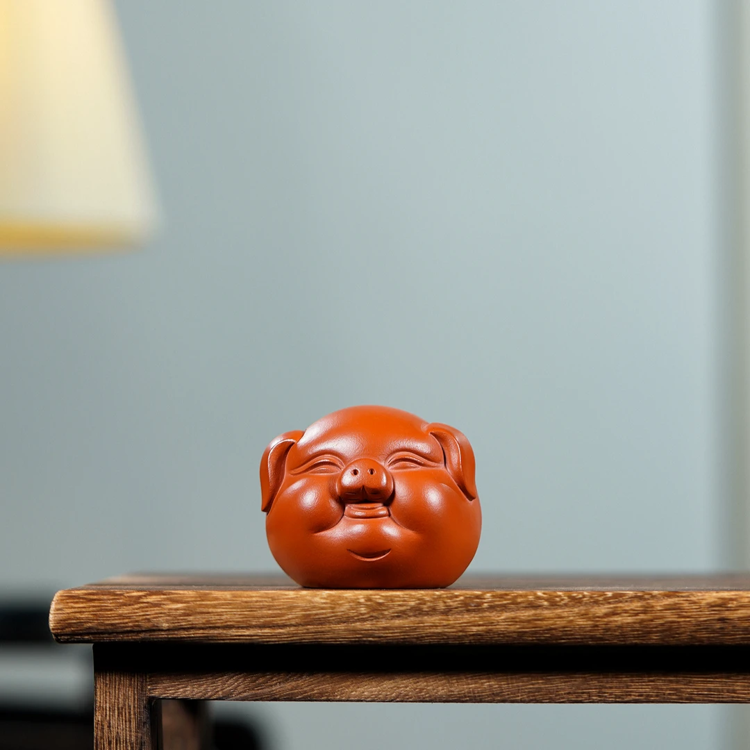 宜兴紫砂 生肖猪茶宠茶道摆件 造型可爱栩栩如生 身姿富态可把玩