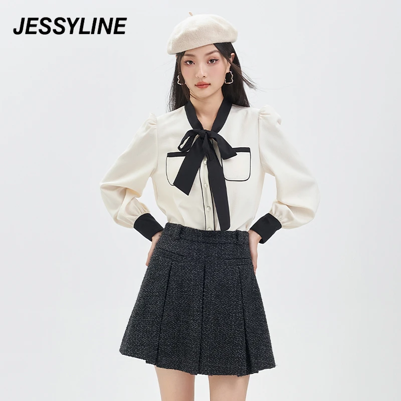 jessyline冬季新款女装 杰茜莱短款气质衬衫上衣女 345202437