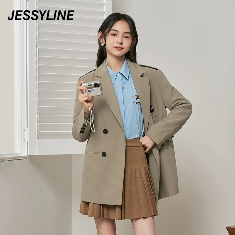 7079【马琦尧专属】jessyline2024秋装新中长款 杰茜莱西装外套女