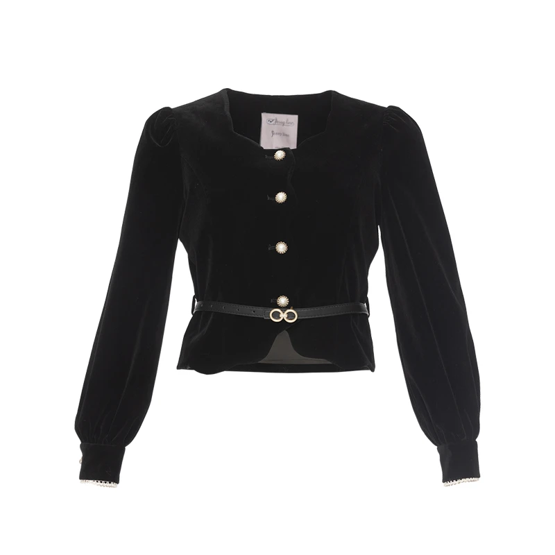 jessyline 秋冬新款杰茜莱黑色短款气质百搭小外套女