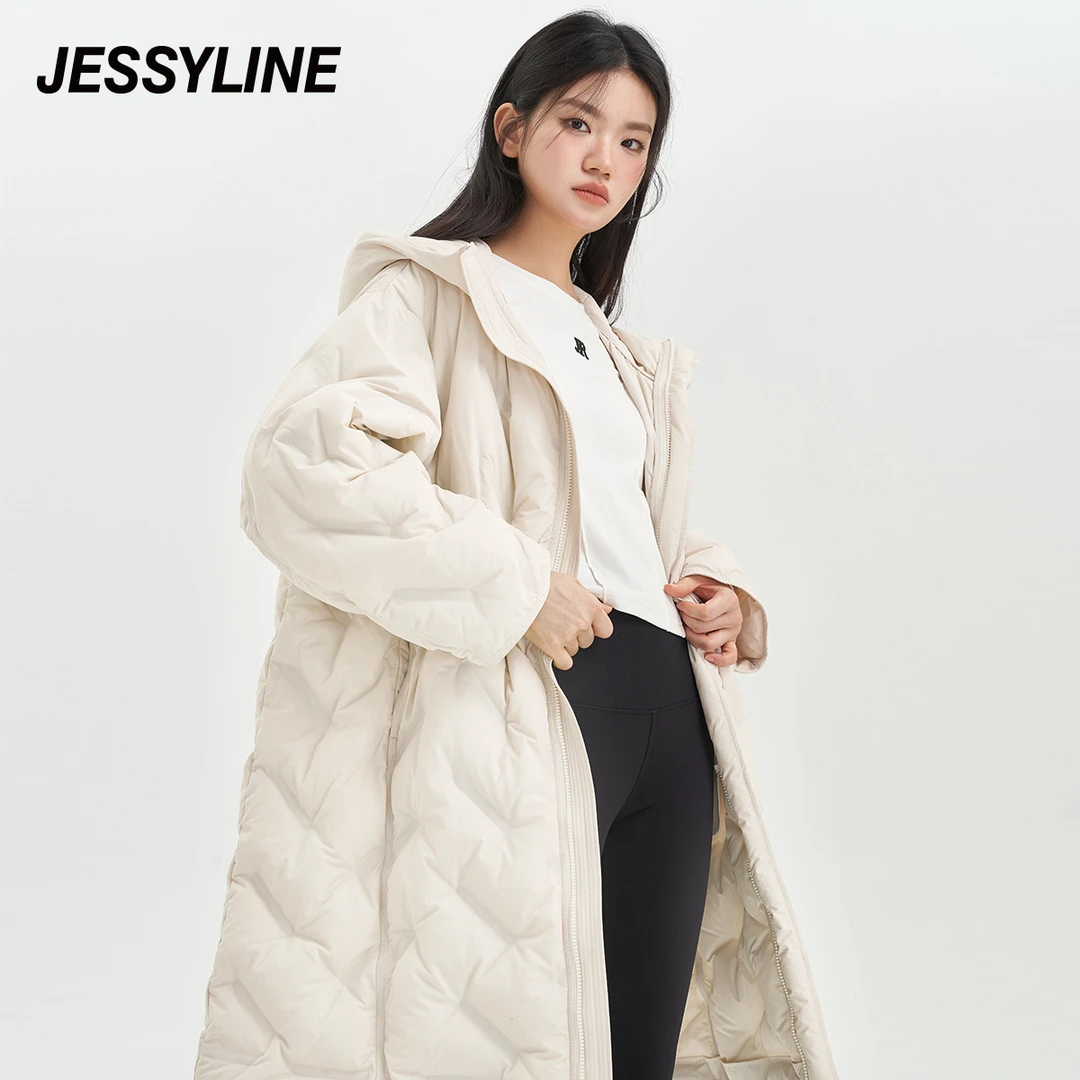 【反季】jessyline冬季新款羽绒服 杰茜莱时尚百搭通勤风中长款外套