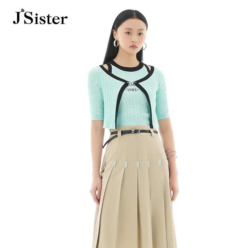 jsister 夏装新款 JS女装时尚背心针织衫上衣 S322104326