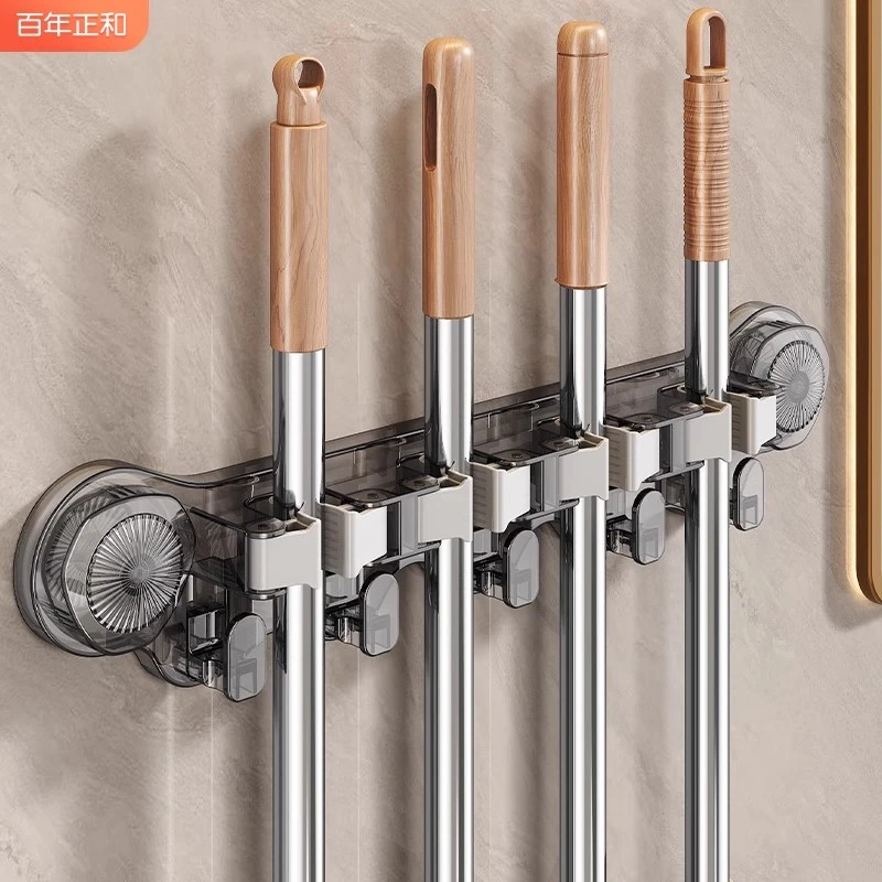 吸盘拖把夹免打孔强力承重壁挂夹扫把拖布卡扣架卫生间固定置物架