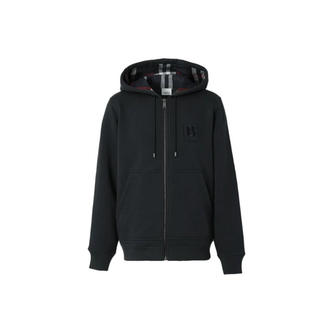 全新未使用 BURBERRY/博柏利 FW22纯色休闲字母Logo印花连帽夹克
